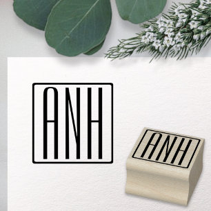 Vet Modern 3 Initialen Monogram Rubberstempel