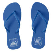 Vet Modern 3 Initialen Monogram | Wit op blauw Teenslippers (Voetbed)