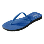 Vet Modern 3 Initialen Monogram | Wit op blauw Teenslippers (Schuin)