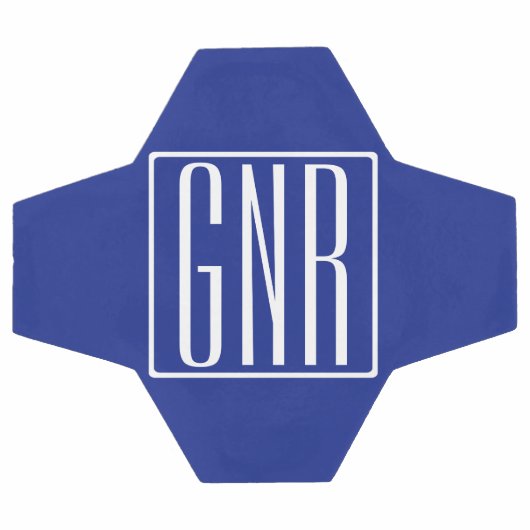 Vet Modern 3 Initialen Monogram | Wit op blauw Voetbal (Enkel)