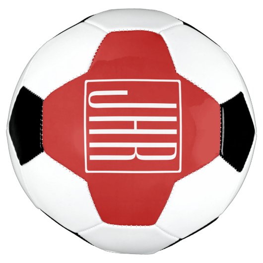Vet Modern 3 Initialen Monogram | Wit op rood Voetbal (Gedraaid)