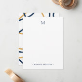 Vet Modern Abstract Monogram & Naam Stationery Notitiekaartje (Voorkant / Achterkant in situ)