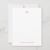 Vet Modern Abstract Monogram & Naam Stationery Notitiekaartje (Voorkant)