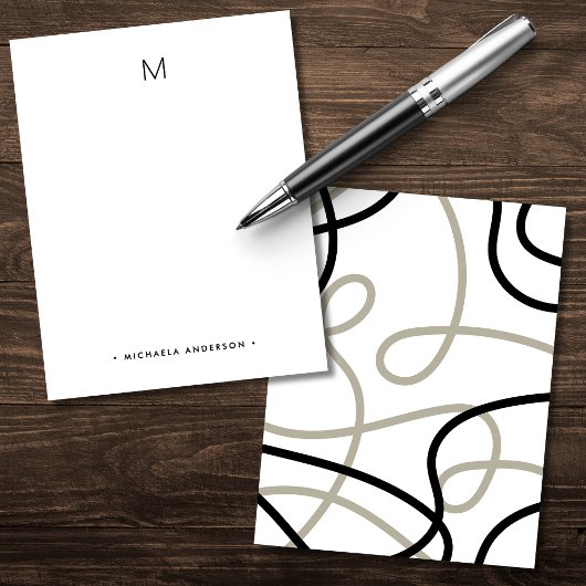 Vet Modern Abstract Monogram & Naam Stationery Notitiekaartje