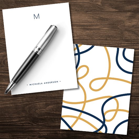 Vet Modern Abstract Monogram & Naam Stationery Notitiekaartje