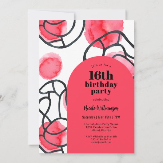 Vet Modern Abstract Patroon 16e verjaardagsfeestje Kaart (Voorkant)