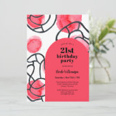 Vet Modern Abstract Patroon 21e Verjaardagsfeest Kaart (Staand voorkant)