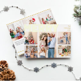 Vet Modern Acht-fotojaar in Review Merry Gold Folie Feestdagenkaart