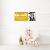 Vet modern afstuderen één foto gouden geel spandoek (Insitu)