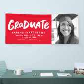 Vet modern afstuderen één foto rood afstuderen spandoek (Beurs)