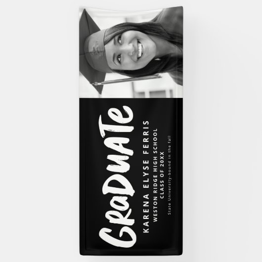 Vet modern afstuderen één foto zwart-wit spandoek (Verticaal)