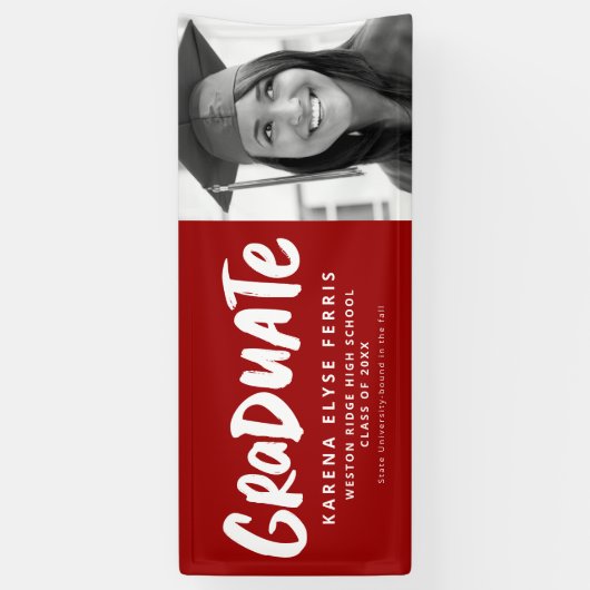 Vet modern afstuderen één fotocrimson afstuderen spandoek (Verticaal)