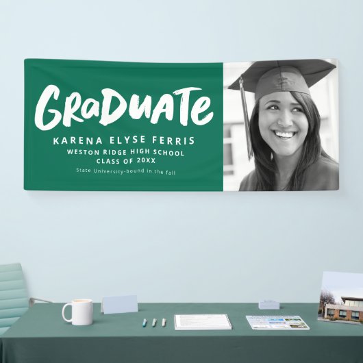 Vet modern afstuderen één fotogroen afstuderen spandoek (Beurs)