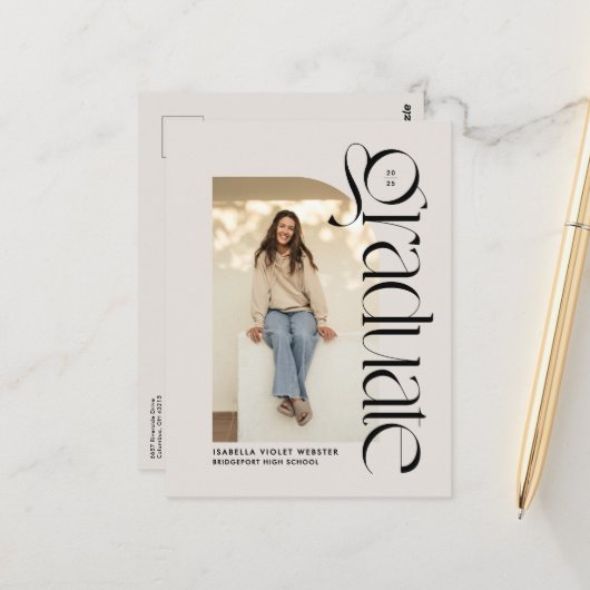 Vet modern afstuderen twee foto afstuderen briefkaart (Voorkant / Achterkant in situ)