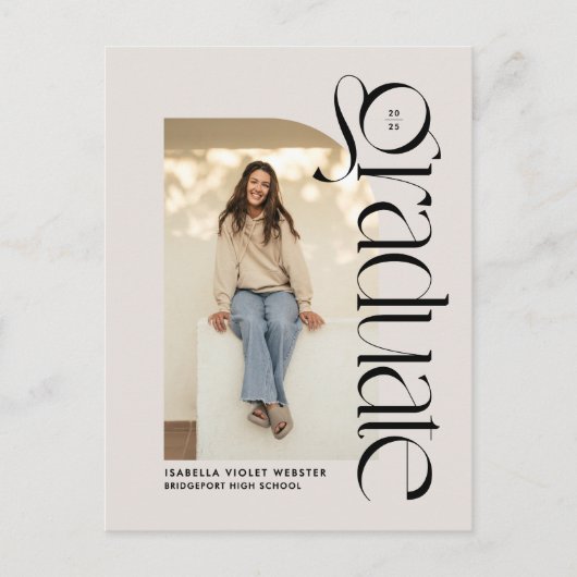 Vet modern afstuderen twee foto afstuderen briefkaart (Voorkant)