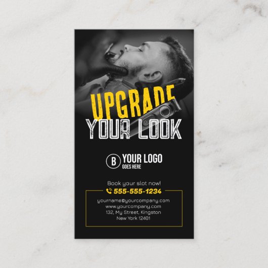 Vet & Modern Barber Shop Hair Stylist Mustache Visitekaartje (Voorkant)