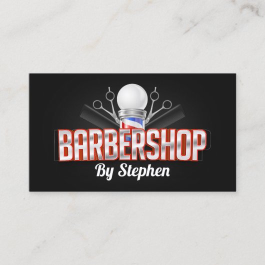 Vet & Modern Barbershop Haar Stylist Kapsel Visitekaartje (Voorkant)