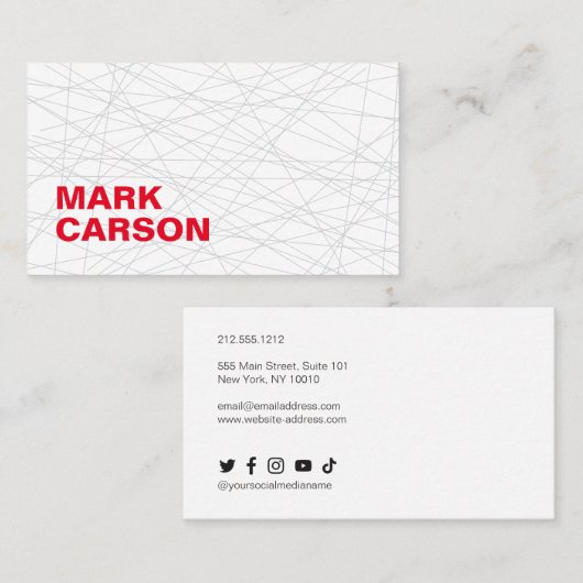 Vet modern bewegende lijnen - Professioneel rood t Visitekaartje (Voorkant / Achterkant)