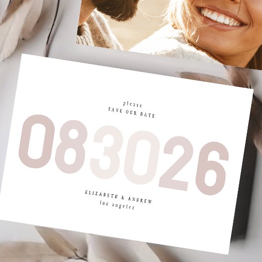 Vet Modern Big Date in Musk Taupe Foto Save The Date