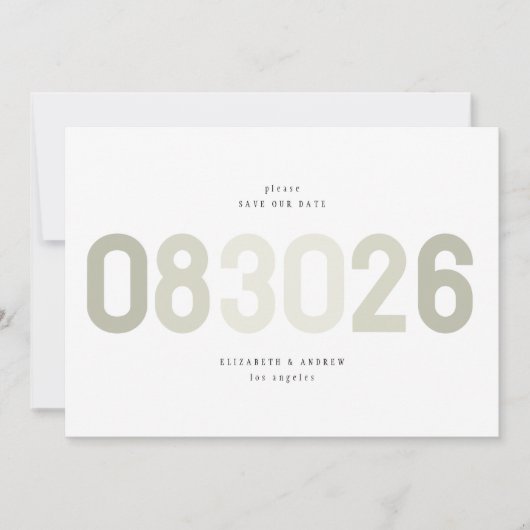 Vet Modern Big Date in Sage Green Foto Save The Date (Voorkant)