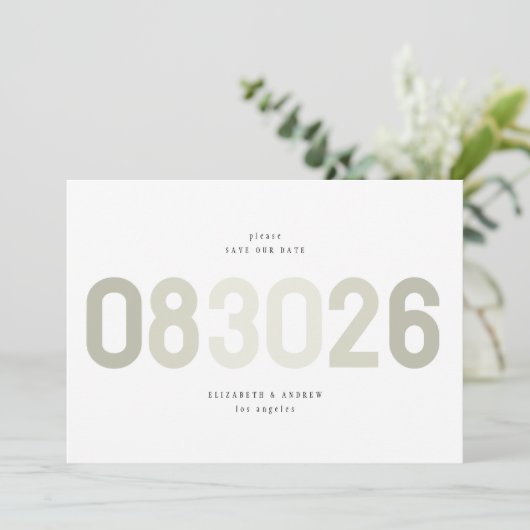 Vet Modern Big Date in Sage Green Foto Save The Date (Staand voorkant)