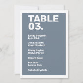 Vet Modern Blauw Minimaal Tafel Zitplaatskaart Kaart (Voorkant)