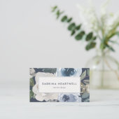 Vet Modern Bloemen Waterverf Blauw Visitekaartje (Staand voorkant)
