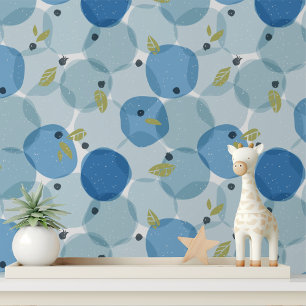 Vet Modern Blueberry Fruit Polka Dot Patroon Behang
