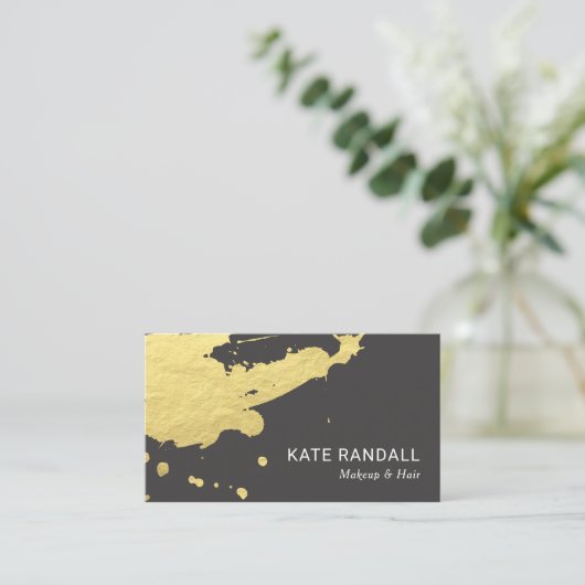 Vet, modern, bruin goudverf visitekaartje (Staand voorkant)