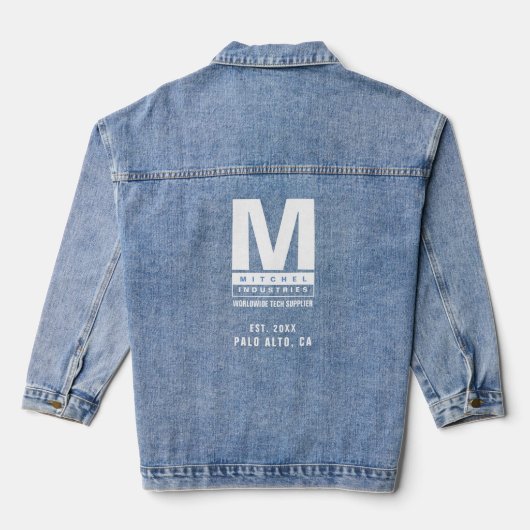 Vet Modern Business Monogram Logo Denim Jacket (Achterkant)