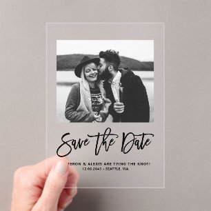 Vet Modern Calligrafie Floral Foto Acryl Uitnodigingen