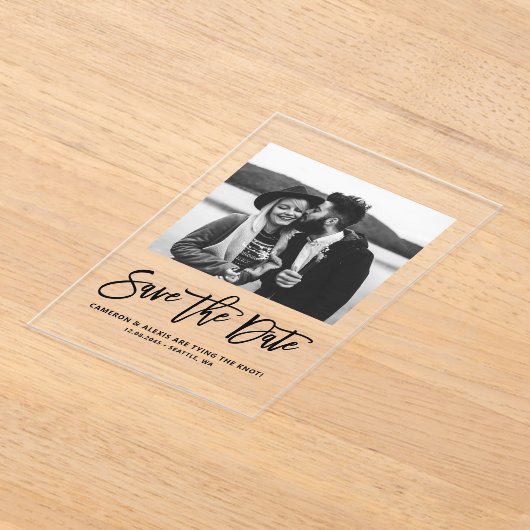 Vet Modern Calligrafie Floral Foto Acryl Uitnodigingen (Laagn)