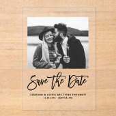 Vet Modern Calligrafie Floral Foto Acryl Uitnodigingen (Voorkant)