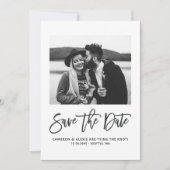 Vet Modern Calligrafie Floral Foto Save The Date (Voorkant)