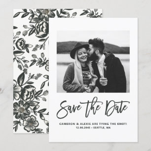 Vet Modern Calligrafie Floral Foto Save The Date