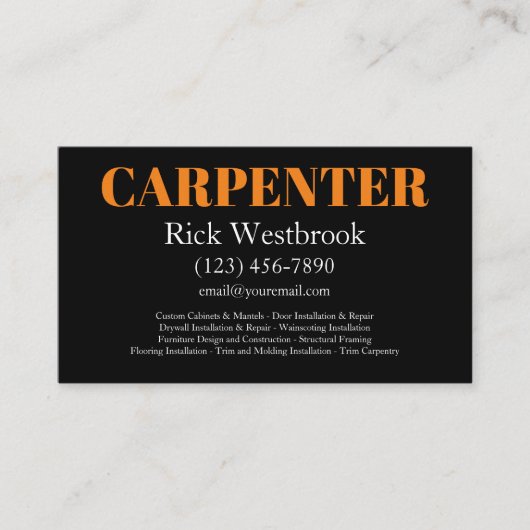 Vet Modern Carpenter Visitekaartjes Design (Voorkant)