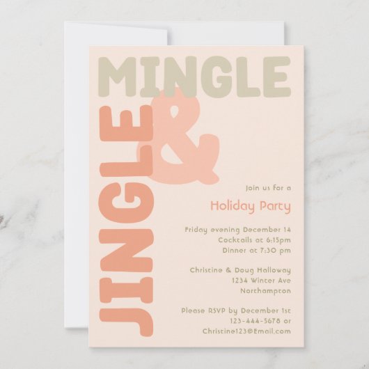 Vet Modern Coral Jingle en Mingle Holiday Party Kaart (Voorkant)