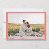 Vet Modern Coral Roze Trouwfoto Save The Date (Achterkant)