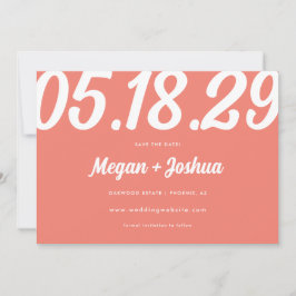 Vet Modern Coral Roze Trouwfoto Save The Date