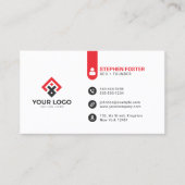 Vet & Modern Corporate Rood Zwart Custom Logo Visitekaartje (Voorkant)