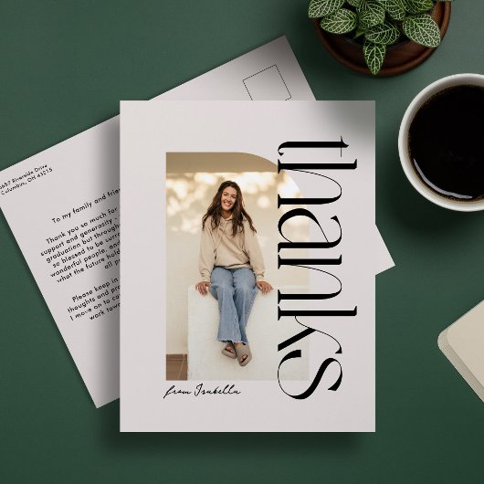 Vet modern een foto afstuderen dank u briefkaart