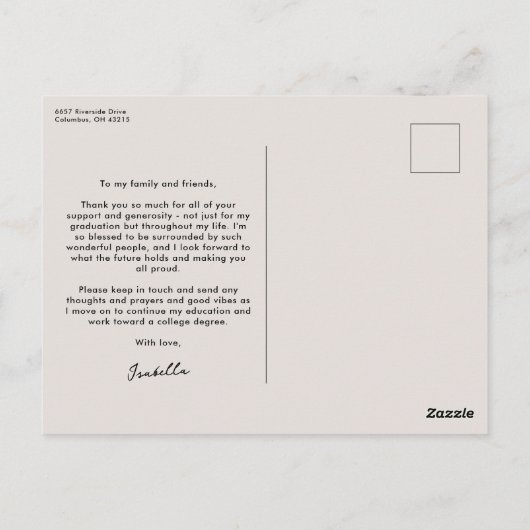 Vet modern een foto afstuderen dank u briefkaart (Achterkant)