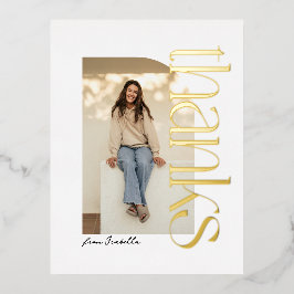 Vet modern een foto gouden afstuderen dank u folie uitnodiging briefkaart