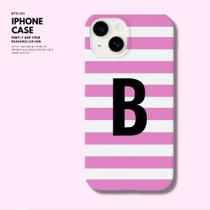 Vet Modern Eenvoudig Paarse Streep Initiaal Monogr Case-Mate iPhone 14 Hoesje