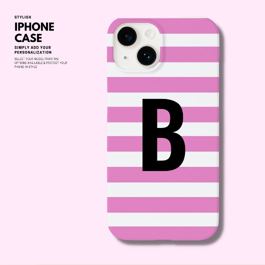 Vet Modern Eenvoudig Paarse Streep Initiaal Monogr Case-Mate iPhone Case