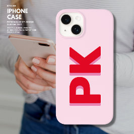 Vet Modern Eenvoudig Rood en Roze Initialen Monogr Case-Mate iPhone 14 Hoesje