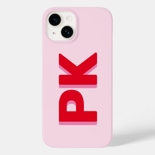 Vet Modern Eenvoudig Rood en Roze Initialen Monogr Case-Mate iPhone Case (Achterkant)