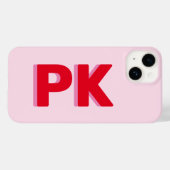 Vet Modern Eenvoudig Rood en Roze Initialen Monogr Case-Mate iPhone Case (Achterkant (horizontaal))