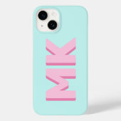 Vet Modern Eenvoudig Roze Initialen Monogram Case-Mate iPhone Case (Achterkant)