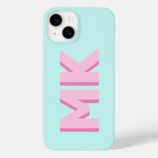 Vet Modern Eenvoudig Roze Initialen Monogram Case-Mate iPhone Case (Achterkant)